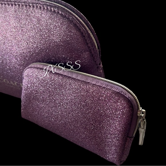 Purple (Sparkly) Coach Cosmetic-Makeup Bag/Coin-Pouch SET - Picture 6 of 15
